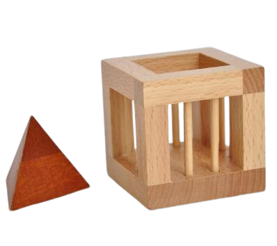 Wooden Cage Cube Pyramid Puzzle Mindzzle.
